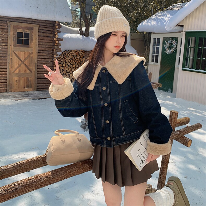 现货冬季新款韩系大翻领牛仔内胆羽绒服2C057-9952-P225-K328图片