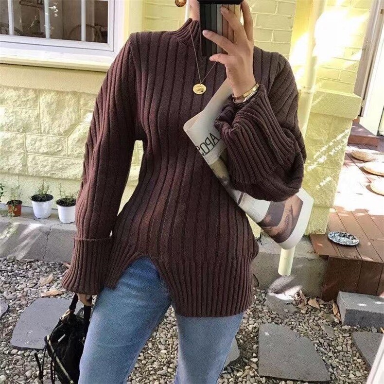 小开叉连衣裙毛衣，女装连衣裙，SMOOTH