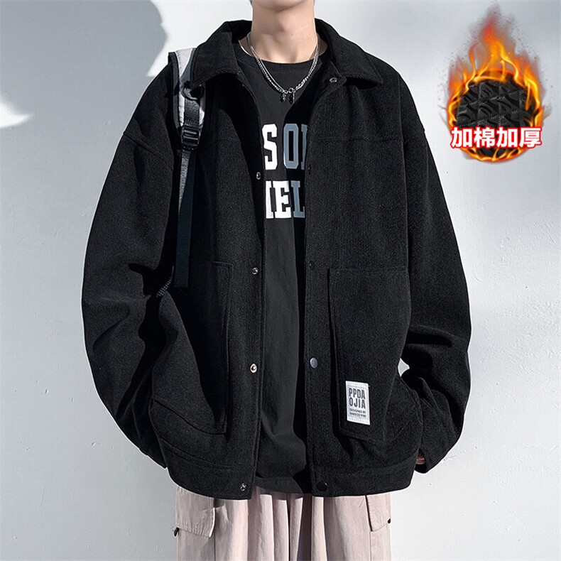 冬新款美式单排扣立体贴袋棉服外套男加棉加厚夹克J501J加棉-P90,男装棉衣,电商A001