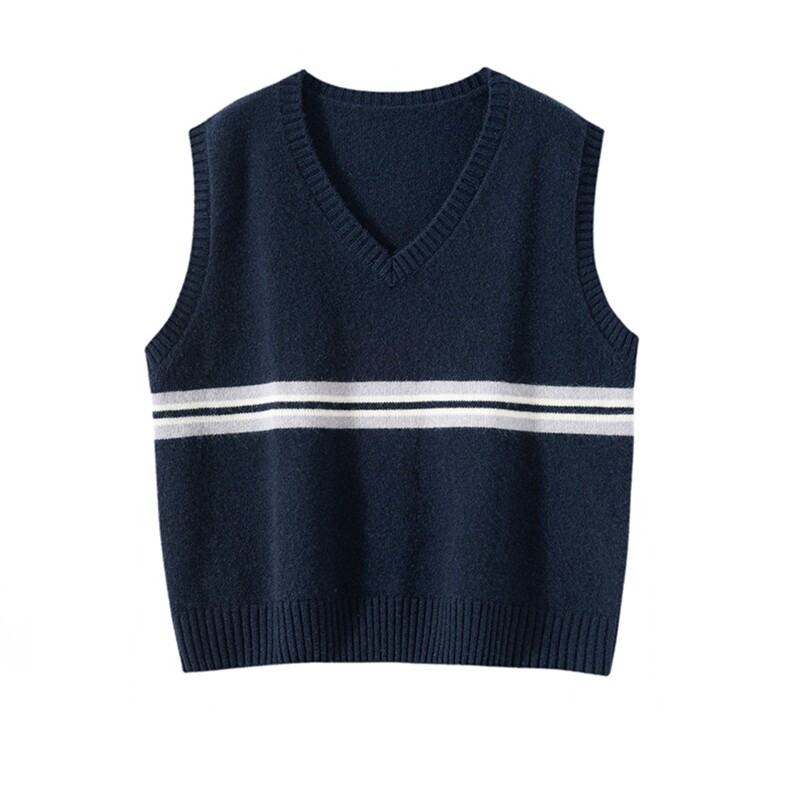 贺琛|老钱风baby山羊绒针织马甲女V领百搭无袖毛衣叠穿百搭背心，女装马甲，亿嘉羊绒