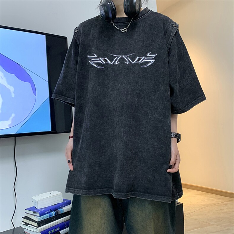 T023-P48美式水洗做旧280克纯棉T恤背心,男装T恤,星座1501-1