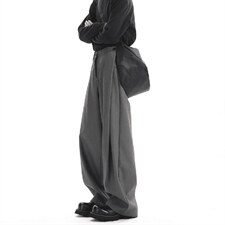 春秋美式高街休闲裤男女垂感阔腿西裤长裤纯色西装裤宽松直筒裤子，男装西服套装，电商A443