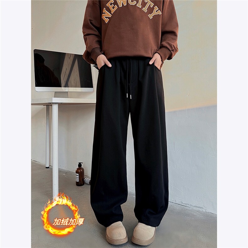 重磅360克加绒加厚冬季弯刀裤男士休闲卫裤韩版简约设计感 P58图片