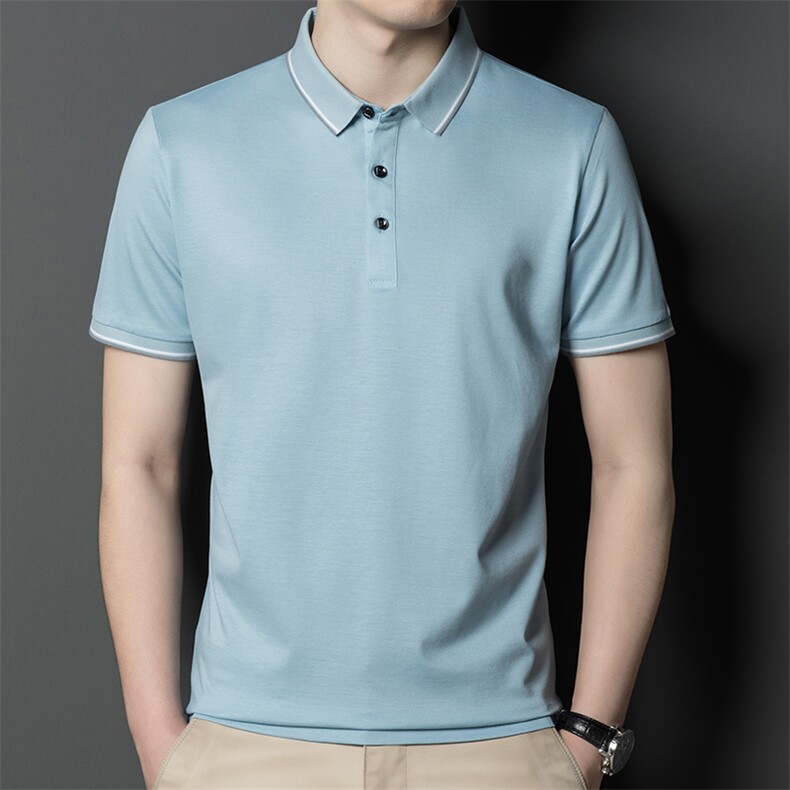 短袖t恤男翻领中年男士爸爸夏季衣服全棉衬衫宽松体桖HM8232-P53,男装Polo衫,星座1105-3