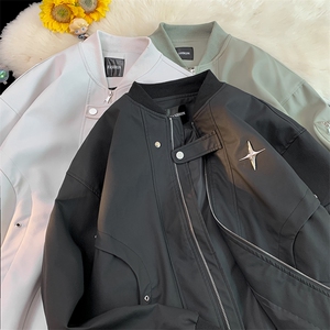 EQ320 暖光图 PU皮秋季皮衣外套男女情侣装学生棒球服夹克机车服图片