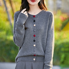 纯欲撩人Ruby红~加厚开衫女红色针织毛衣外套宽松秋冬，女装羊毛衫，暖烁羊绒