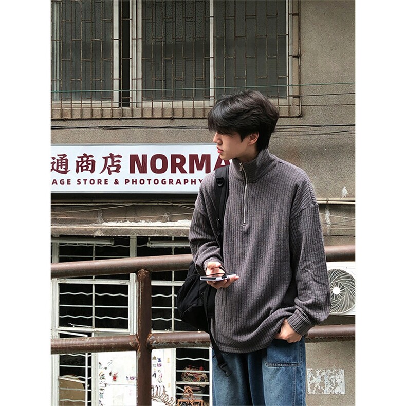 特P55无差价新款时尚潮流拉链领口长袖卫衣-HW3581港风街头,男装卫衣,电商A003