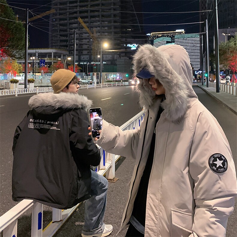 直播数据连帽潮牌刺绣工装户外情侣学生外套白鸭绒羽绒服男,男装羽绒服,星座301D-4(原星座1004-4）