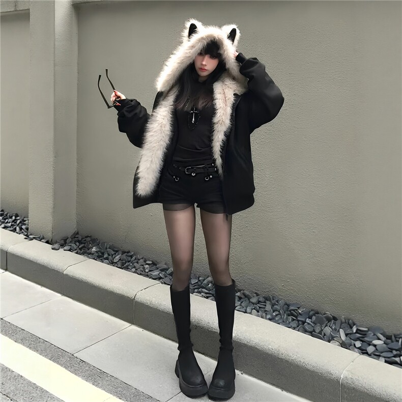 座山雕毛茸茸棉服女加厚美式cleanfit棉衣外套M07825-P85,男装棉衣,星座308B-2