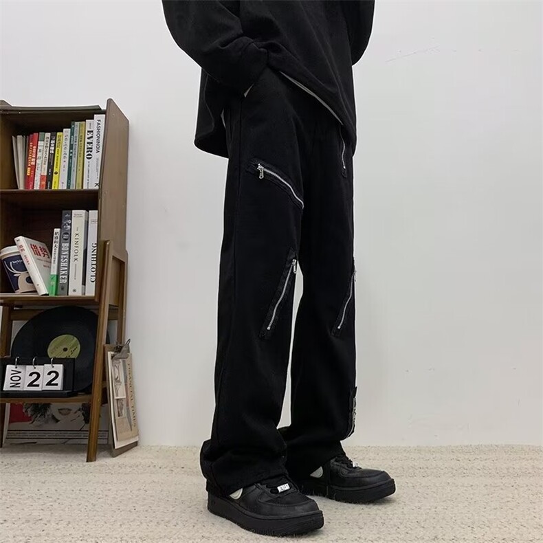 复古牛仔裤男潮牌阔腿裤宽松直筒裤美式高街百搭休闲长裤裤子,男装牛仔裤,星座716-2