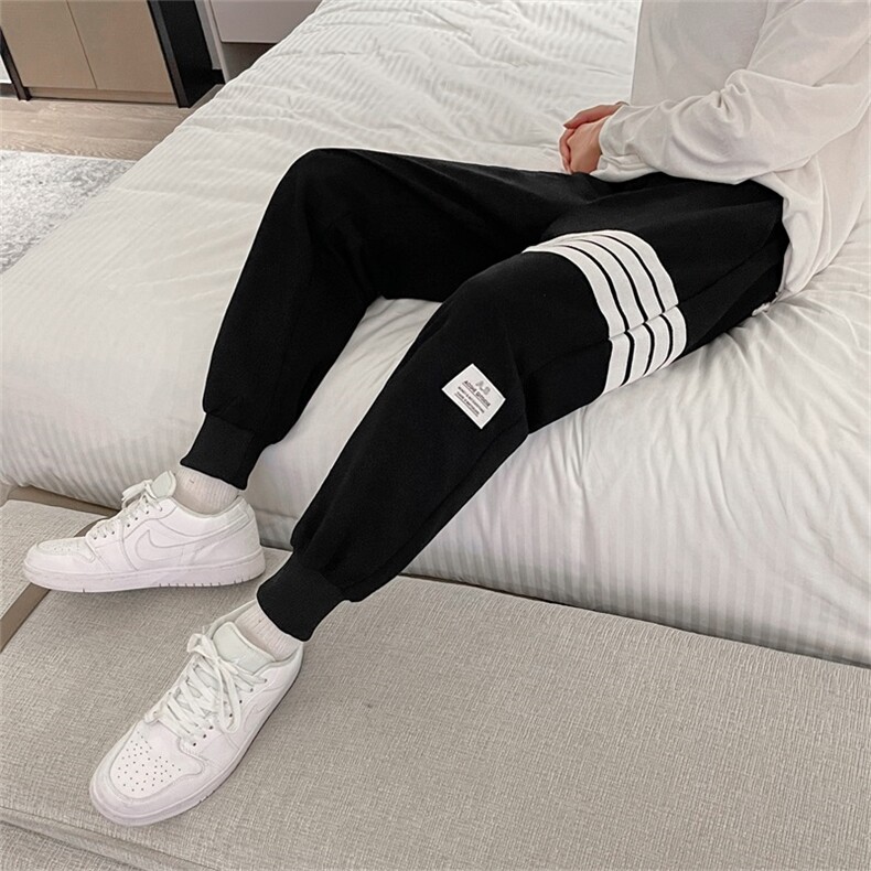 K2068-P45春装港风宽松中性男女情侣休闲四条杠运动卫裤控58,男装休闲裤,电商A009A（原A058A）