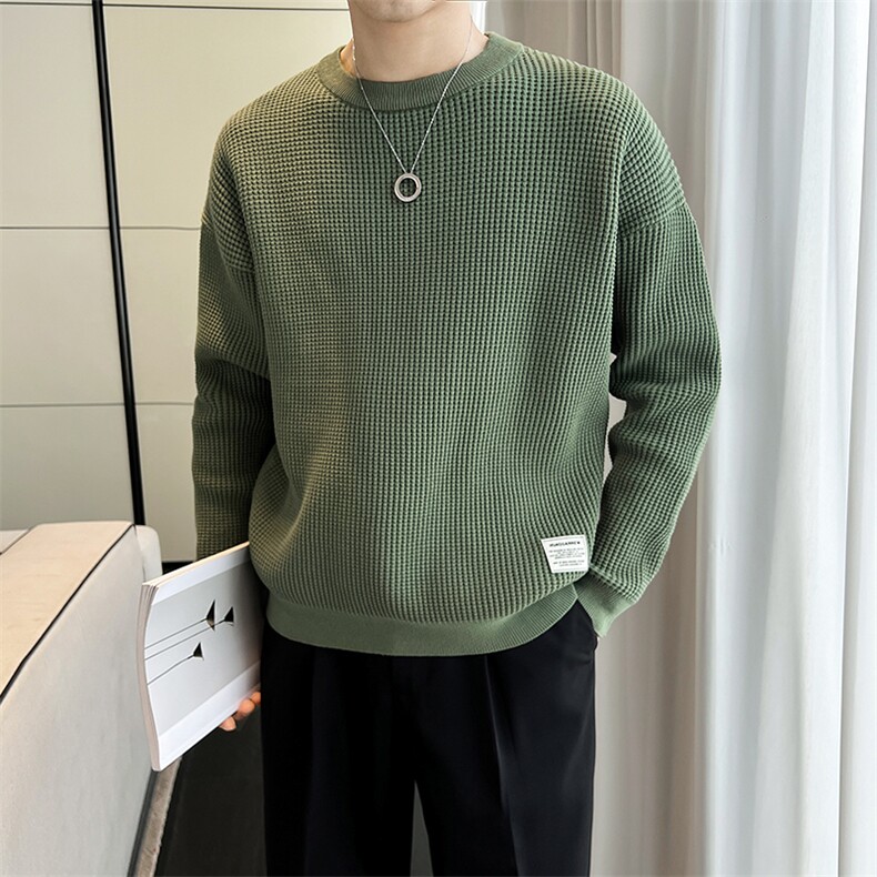 B353MY909P80绿色2025秋冬男士常规版型潮版针织衫套头毛体男,男装针织衫/毛衣,电商B353