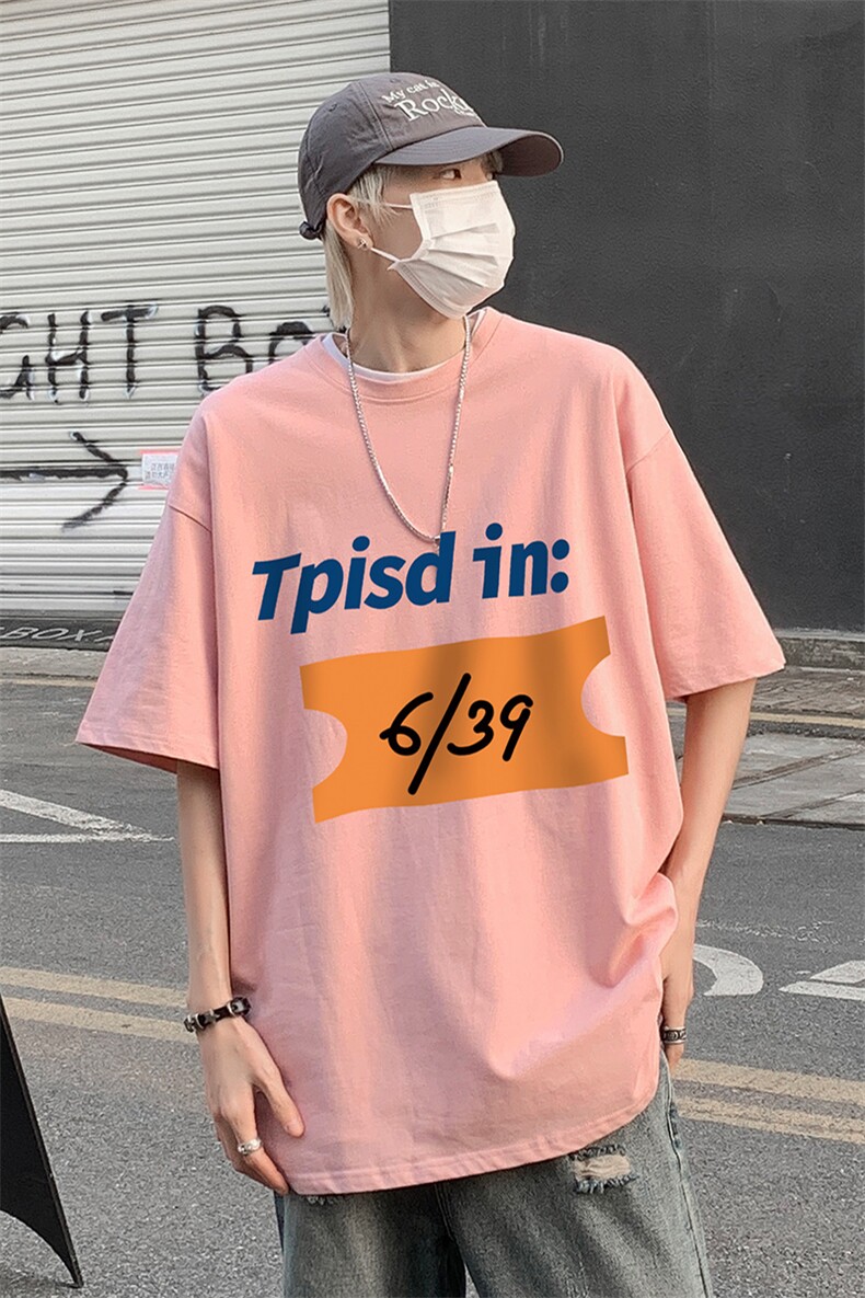 B239-1089-P25分式字母数字印花夏季重磅落肩袖短袖T恤港风,男装T恤,星座514-2(原B239)