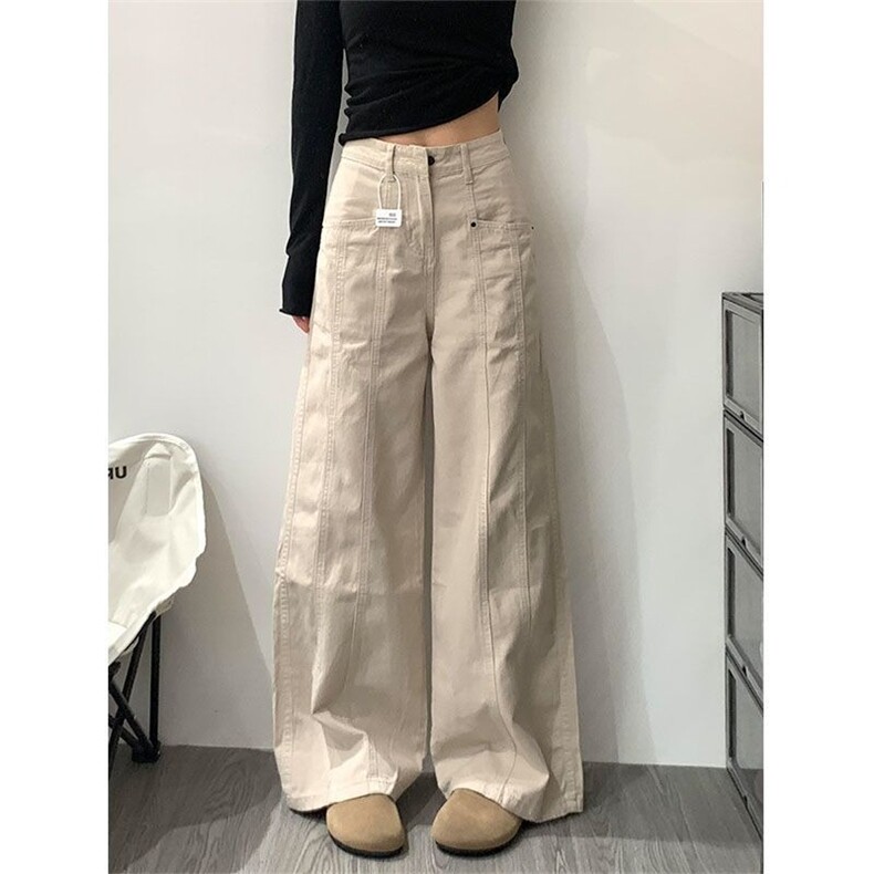 美式工装牛仔裤男女秋新款高腰宽松垂感直筒阔腿休闲裤AM2505P47,男装牛仔裤,星座1013-5