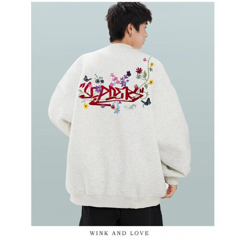 5473-P73美式高街高质量刺绣400g纯棉华棉复合休闲外套，女装卫衣/绒衫，星座617A-2