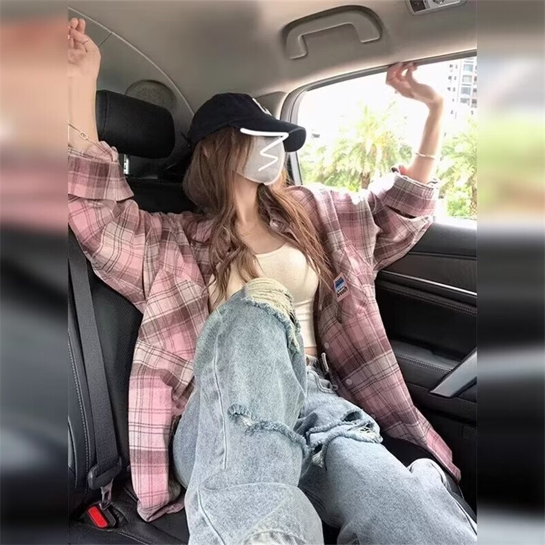 慵懒温柔风幂式穿搭外套i男女夏季2024长袖防晒polo粉,男装防晒衣,星座218-1（原230）