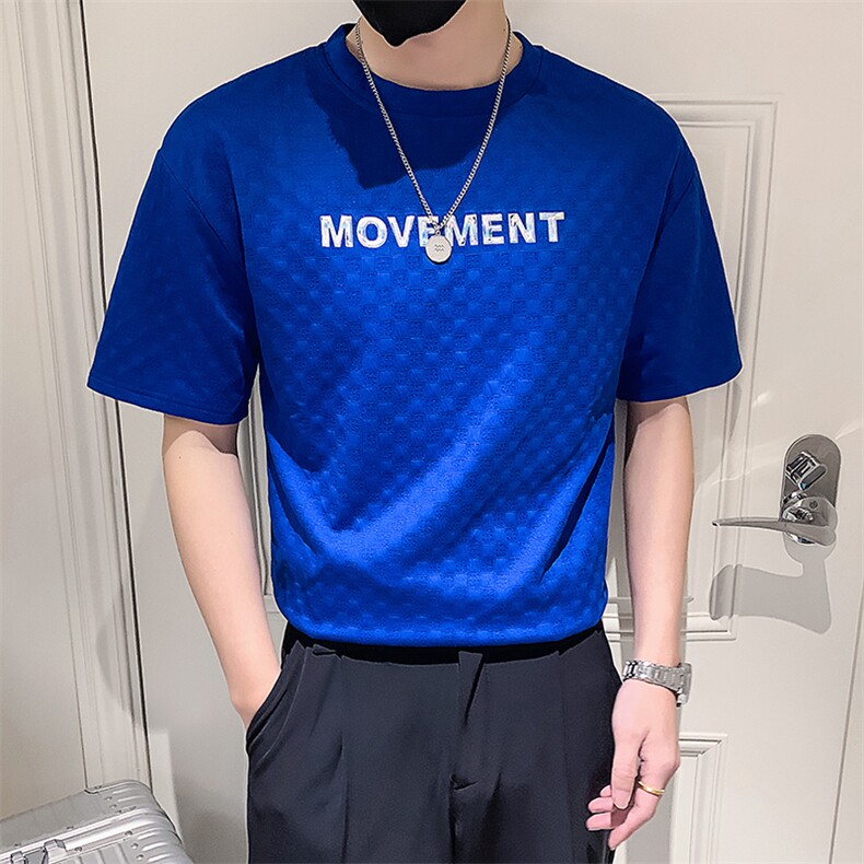 黑色2023精神小伙修身男士圆领印花短袖T恤打底衫潮T094-P48控68,男装T恤,电商A108