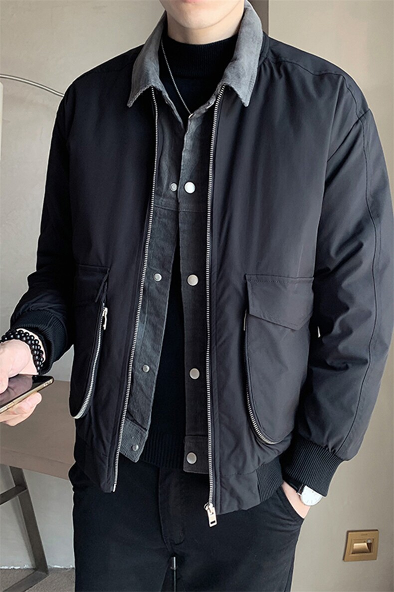 2025冬季男装加厚保暖棉衣假两件立体口袋休闲棉服外套M957-P145,男装棉衣,电商A413