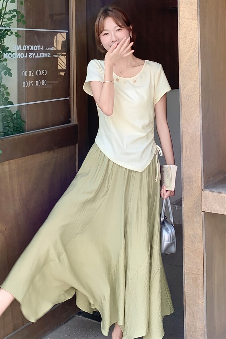 气质绝美T恤半身裙套装女夏超好看两件套韩系穿搭高级小众不撞款,女装套装/套裙,莘蕾