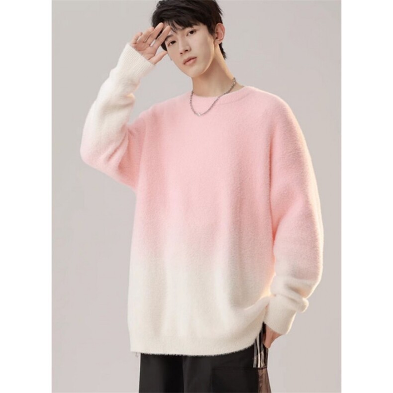 新款春季渐变色针织打底衫学生休闲百搭慵懒宽松毛衣MQ83，男装T恤，星座1116A（原606A-3）