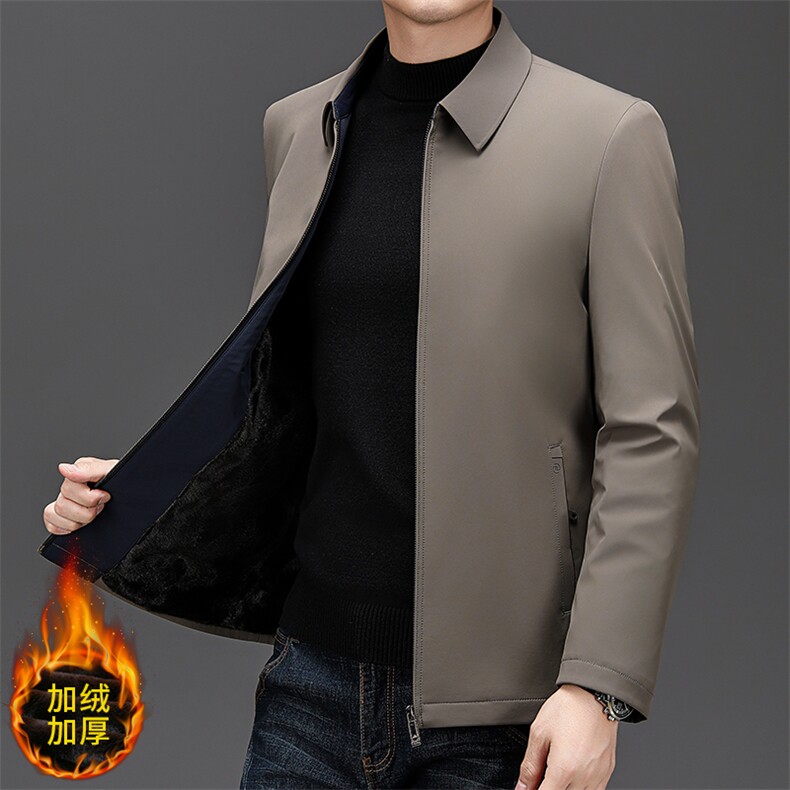 男士2023年冬季新款翻领加绒加厚保暖外套修身时尚休闲上衣,男装夹克,电商B360