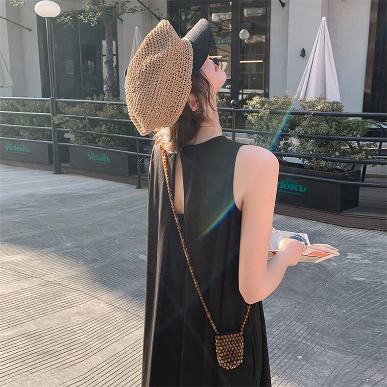 2025年夏季针织连衣裙褶裥露背裙气质通勤文艺/优雅,女装连衣裙,诺蝶