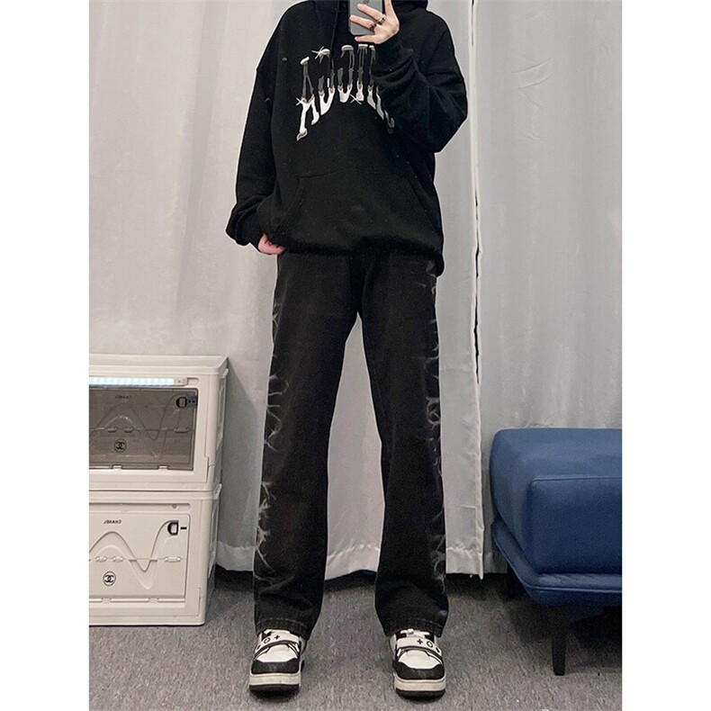 欧美hiphop直筒牛仔裤美式复古阔腿裤垂坠感xz310a-4-nz15-P55,男装牛仔裤,星座310A-4