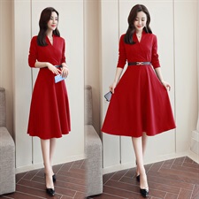 2023夏装新款大码女装夏季时尚修身长袖中长款连衣裙8653，女装连衣裙，星宇服饰