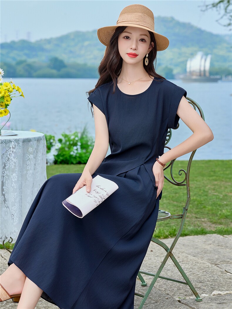 2026夏装新款简约时尚休闲开衩套裙套装两件套,女装套装/套裙,美沁