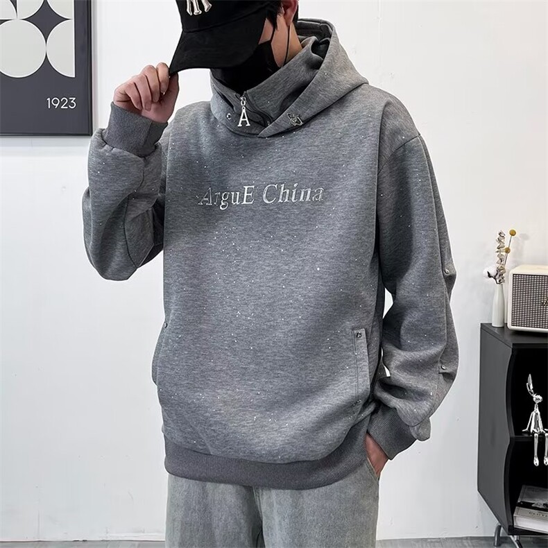 新款卫衣男生春秋款高领连帽外套满天星重磅2024新款秋季衣服WW25,男装卫衣,星座506
