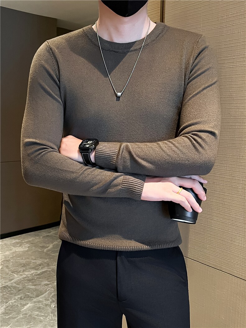 店主风小伙秋冬男纯色圆领套头针织长袖毛衣男士301A-1/M63/P38,男装针织衫/毛衣,星座301A-1