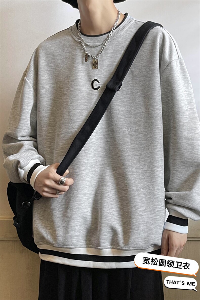 秋季新款男百搭圆领港风卫衣VE55105-P32控48,男装卫衣,星座717