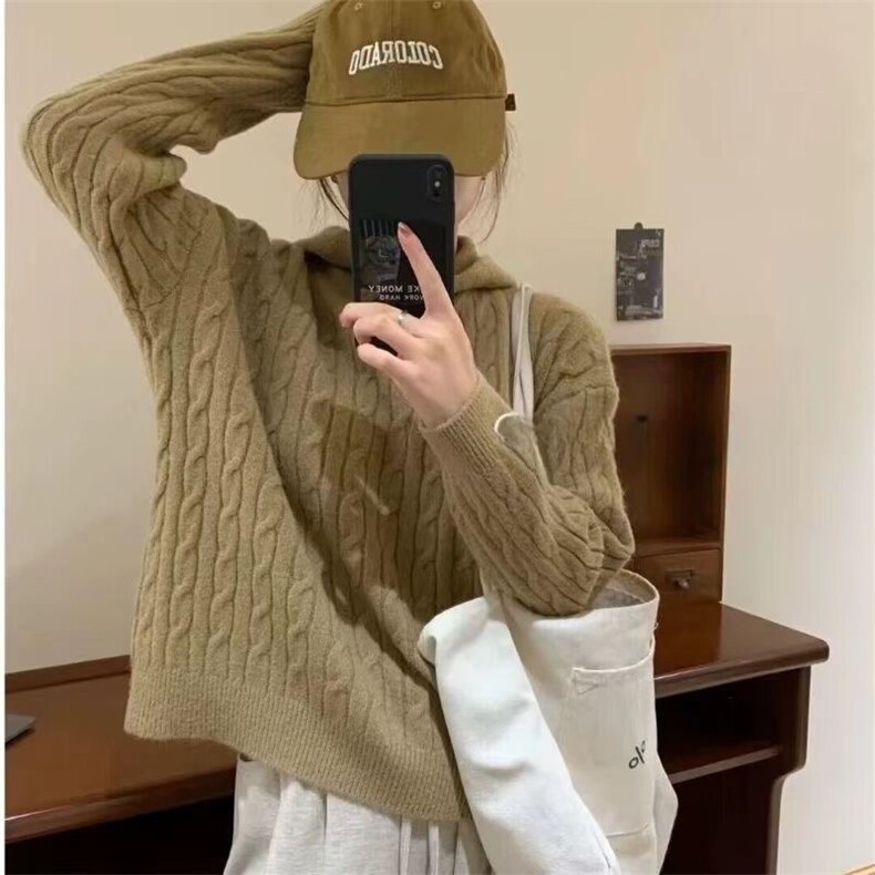 羊毛女士羊毛衫秋冬保暖纯色简约立体绞花，女装羊毛衫，思途羊绒