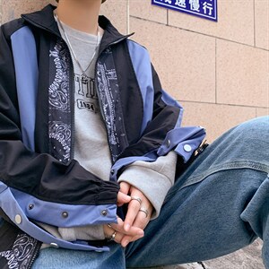 拼接外套新款韩版学生百搭潮流帅气春秋腰果夹克HY060-P70 控价89图片