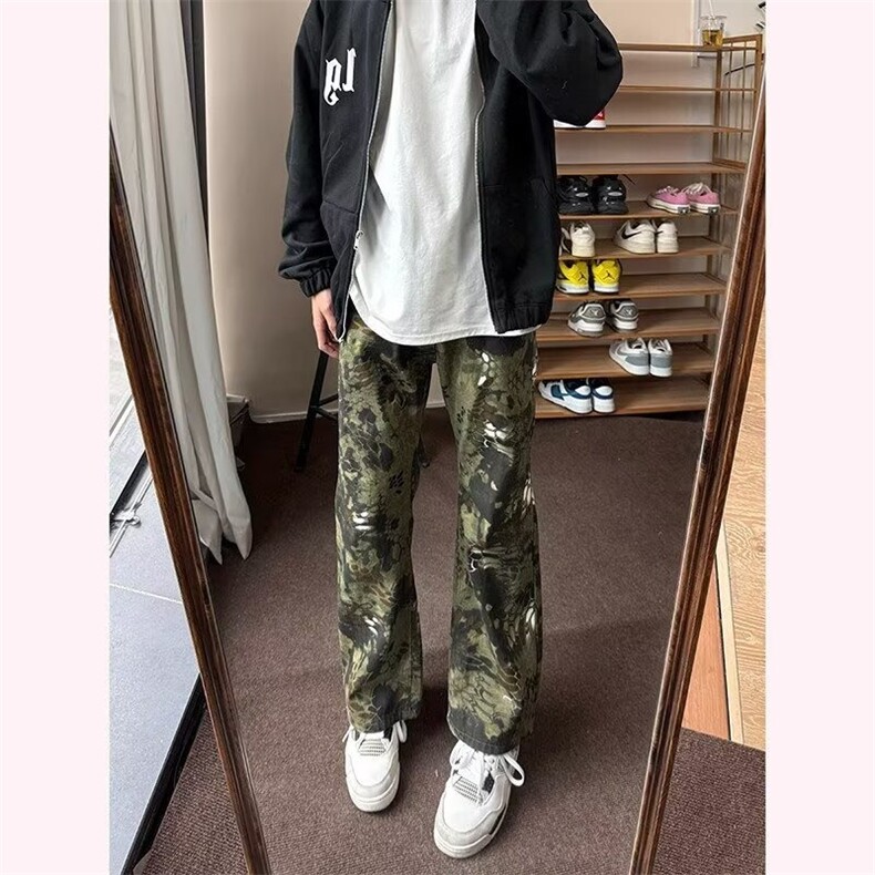 新款水洗美式复古高街潮牌休闲百搭牛仔裤N569-P45图片