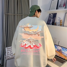 抖音宽松秋季新款INS潮流印花宽松休闲圆领卫衣JK23348特批24控39，男装卫衣，星座605(原A050)