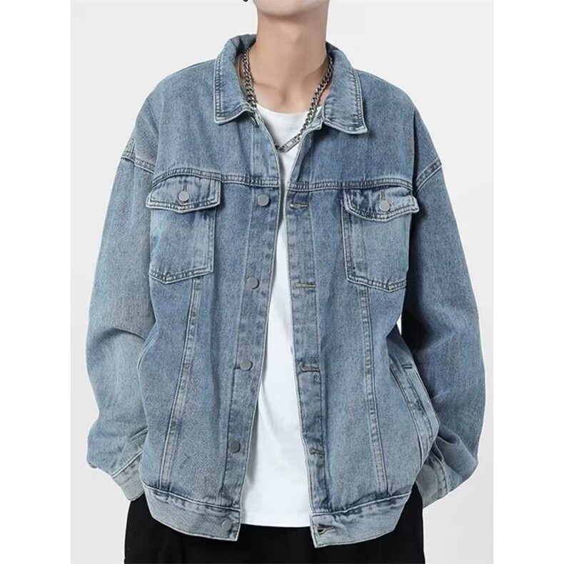 牛仔外套男宽松上衣服痞帅潮流春秋季休闲百搭工装夹克GA8824P56,男装工装外套,星座1013-5
