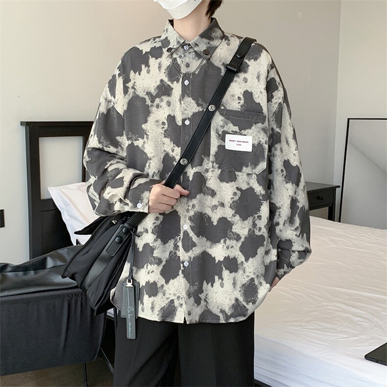 长袖衬衫男港风日系迷彩衬衫C079P34,男装衬衫,星座1116-2