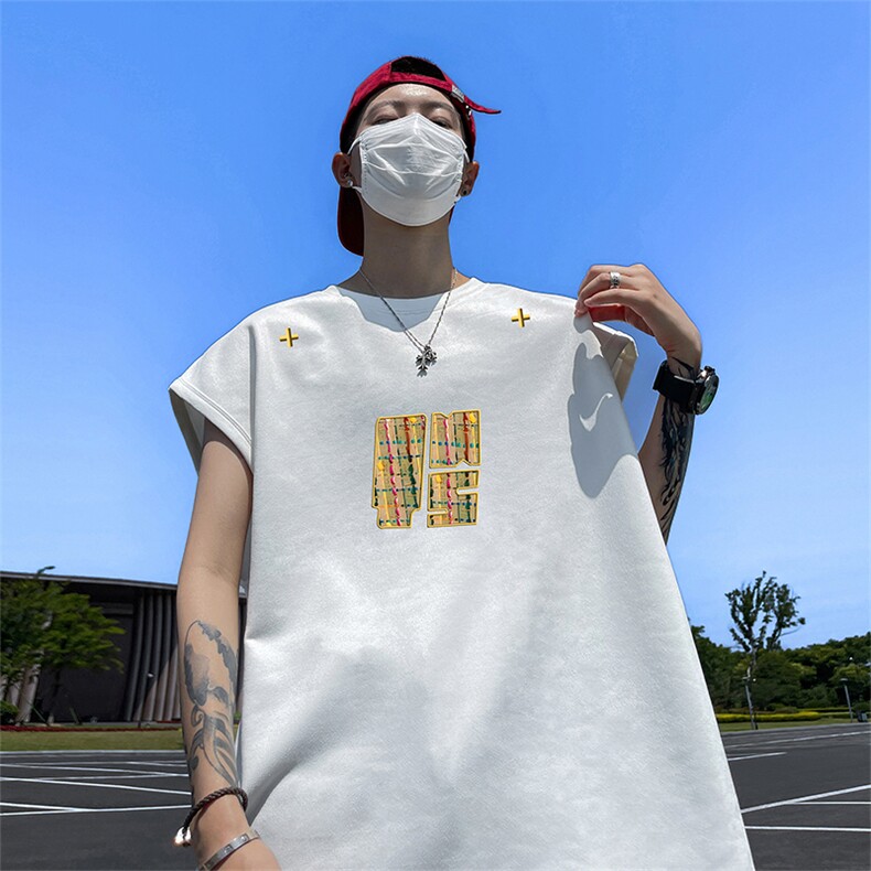 量大优供视频得物直播品230克夏季麂皮绒背心无袖T恤BJ275,男装背心/马甲,电商A486