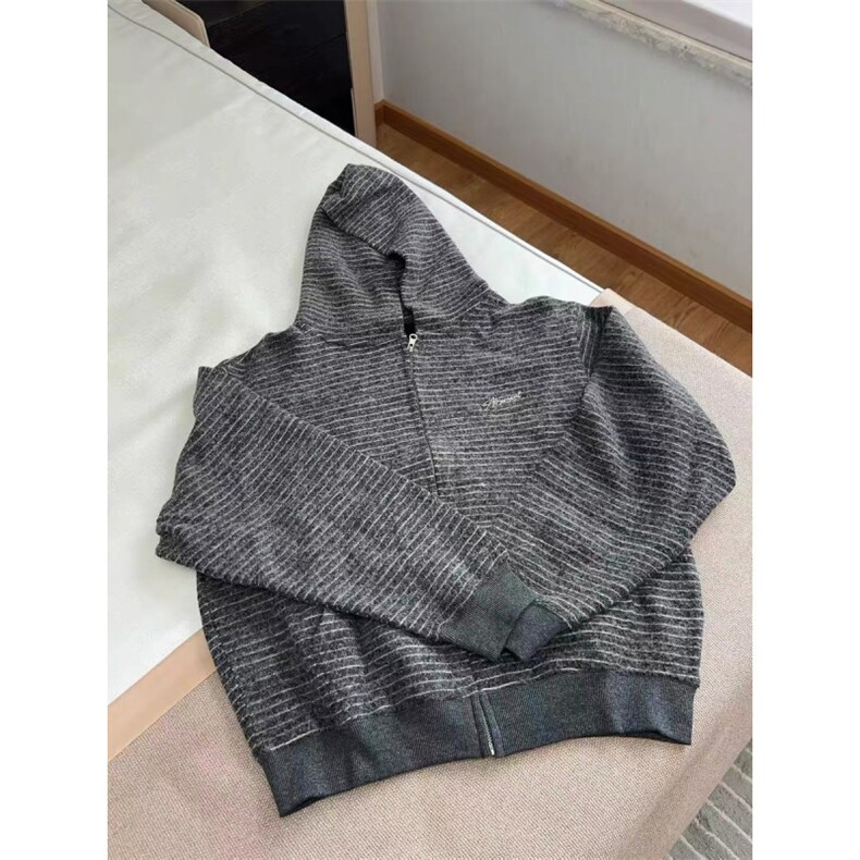 706-WY6747-P68秋季美式条纹连帽卫衣情侣宽松开衫外套潮,女装短外套,星座706-1