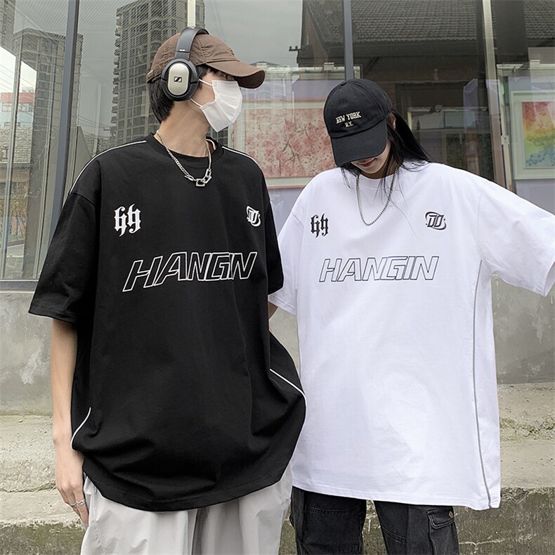 情侣装夏装新款高街潮牌印花短袖T恤情侣宽松半袖潮D251P38女类,男装T恤,电商A335-1（原A458）