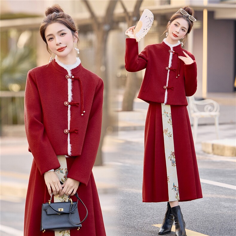 现货新中式提花90羽绒服套装纯色女2026冬季新款超好看保暖女,女装羽绒服,众宇琦