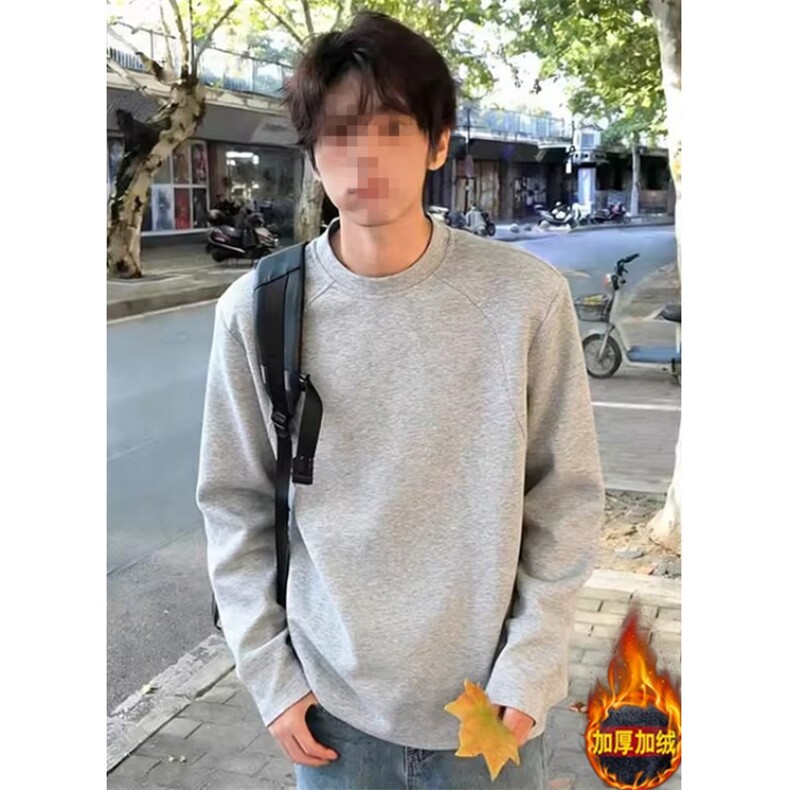 冬季加绒加厚打底衫长袖肩甲卫衣男宽松解构打底衫潮WY220,男装T恤,星座1116A（原606A-3）