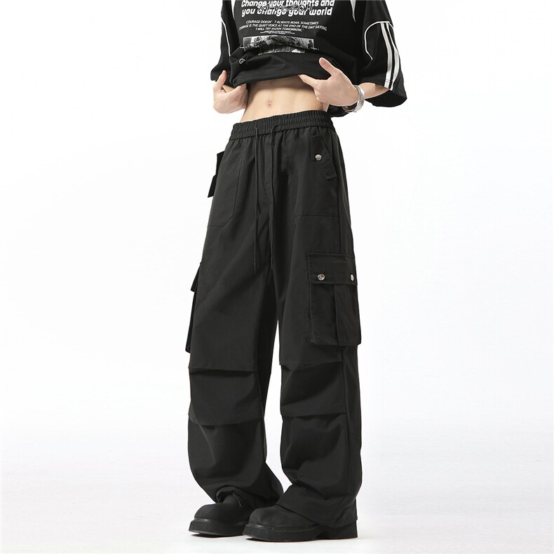 2025春夏新款伞兵工装裤薄款美式多口袋褶皱大码休闲裤K5005-P35，男装休闲裤，电商042