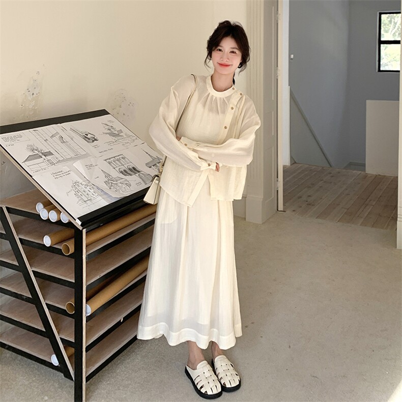 【现货】风纯色气质两件套连衣裙半身裙2C081-8506P155K238图片