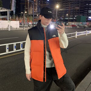 有版权现货刺绣立领宽松外套马甲时尚男款韩版羽绒服MJ02P65控98图片