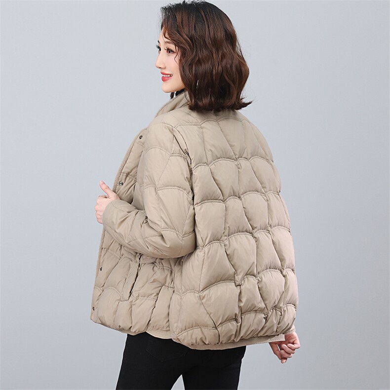 全年现货~2023冬装新款毛绒立领菱格羽绒服图片