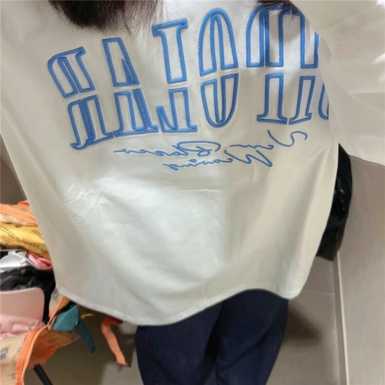 网图美式断开字母刺绣长袖T恤宽松小众百搭情侣上衣YY836-P33,男装T恤,电商C216