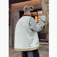 美式复古短款夹克外套秋冬季新款宽松撞色夹克上衣，男装夹克，星座410-7