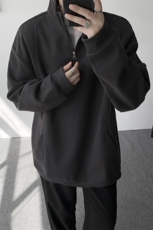 8XL-M重磅软糯美式半拉链立领卫衣男秋宽松大码复古POLO衫WY32P58，男装Polo衫，电商D206-1